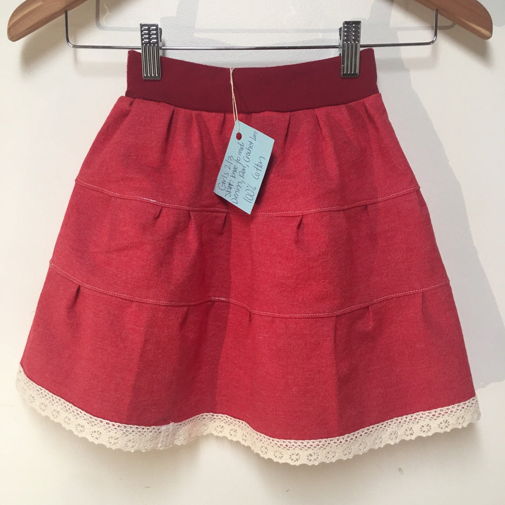 Midi Denim Red Skirt (2-3)
