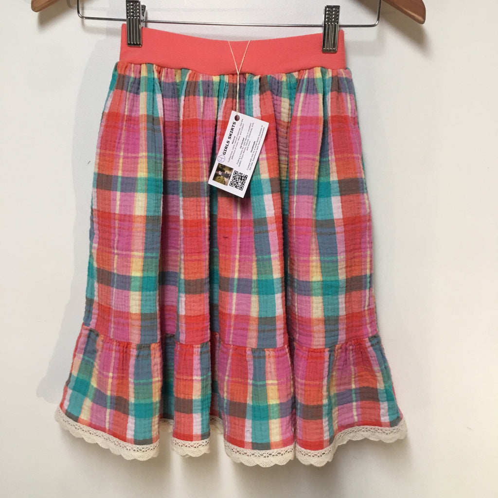 Midi Gauze Plaid Skirt (4)