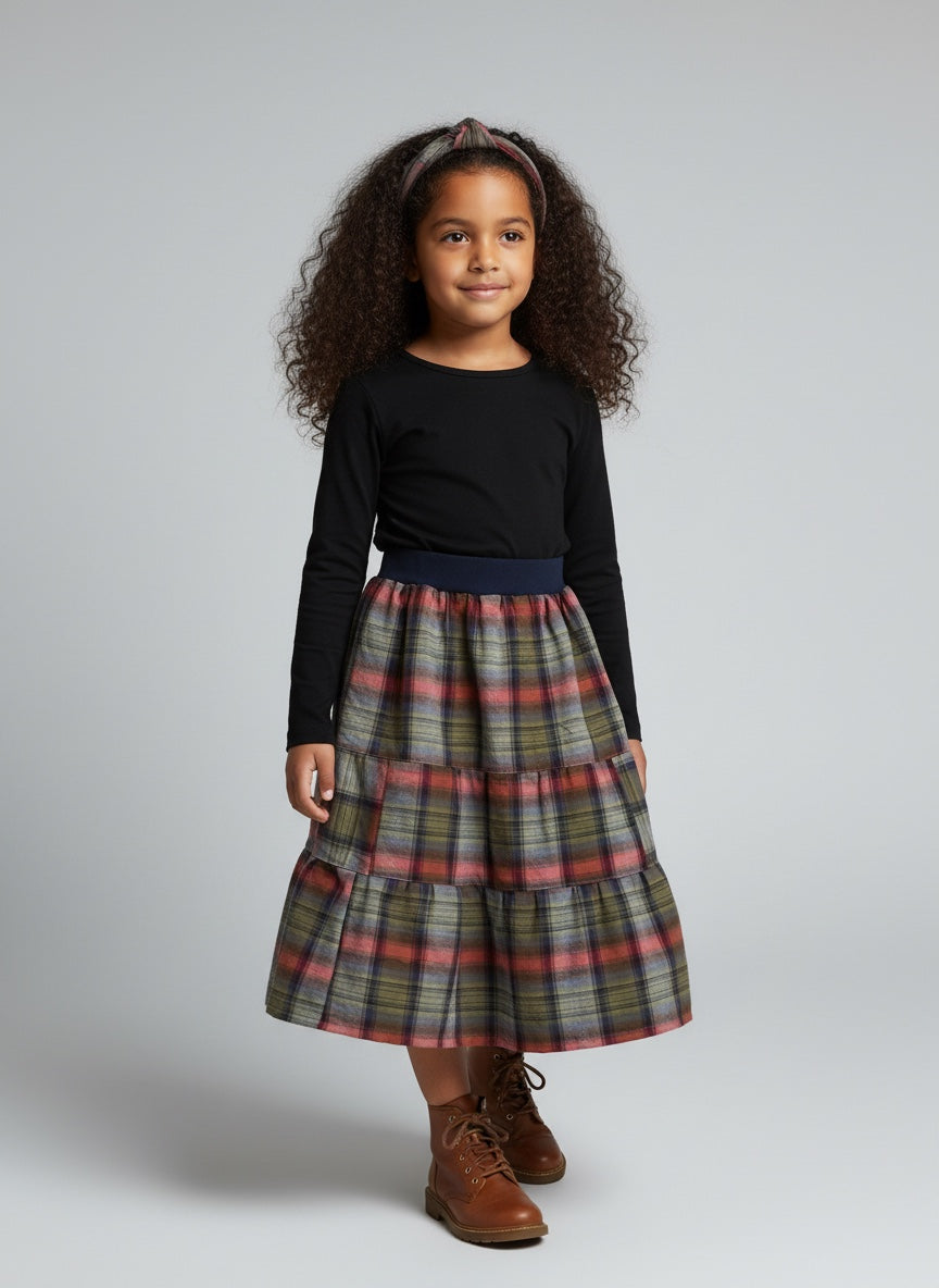 Maxi Cotton Plaid Skirt (5)