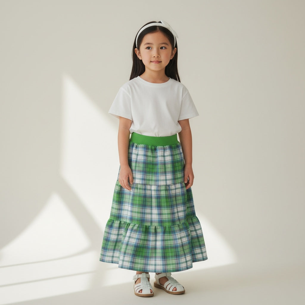 Maxi Cotton Plaid Skirt (4-5)