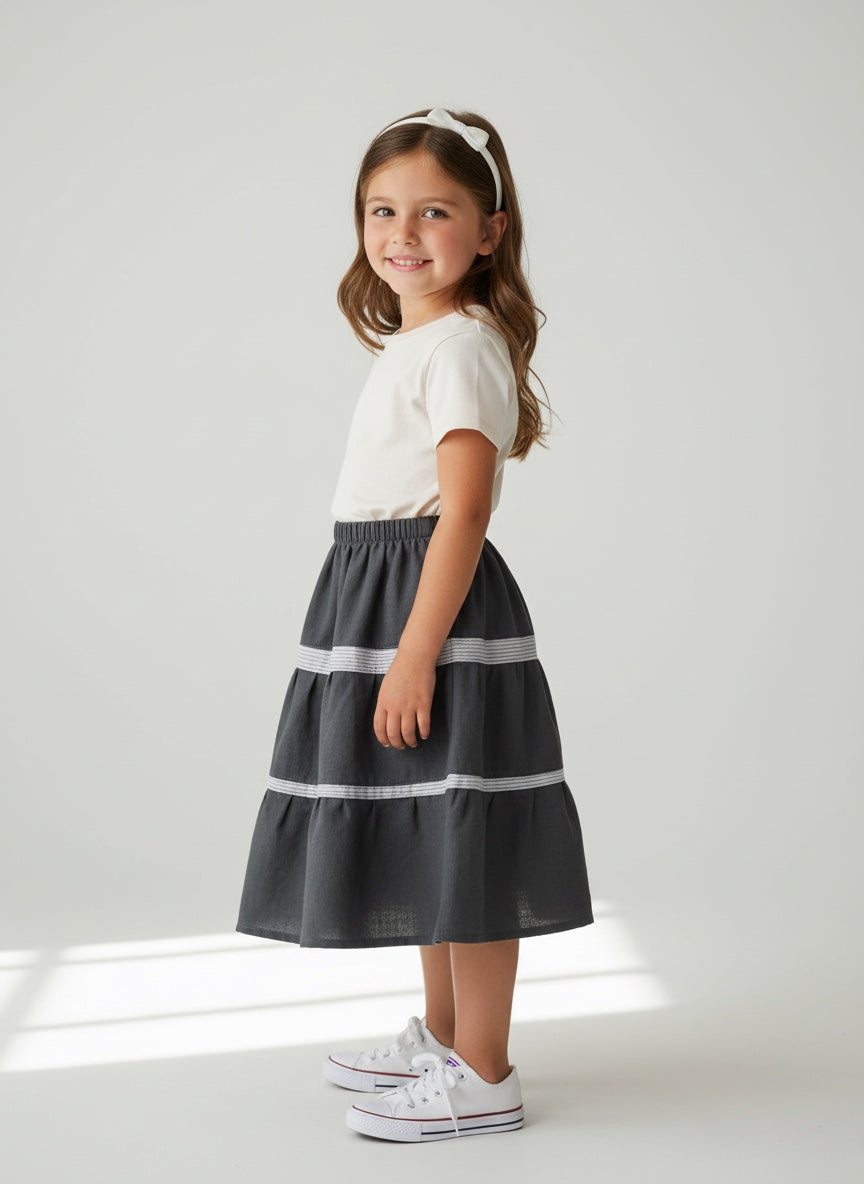 Midi Cotton Patchwork Skirt (4)