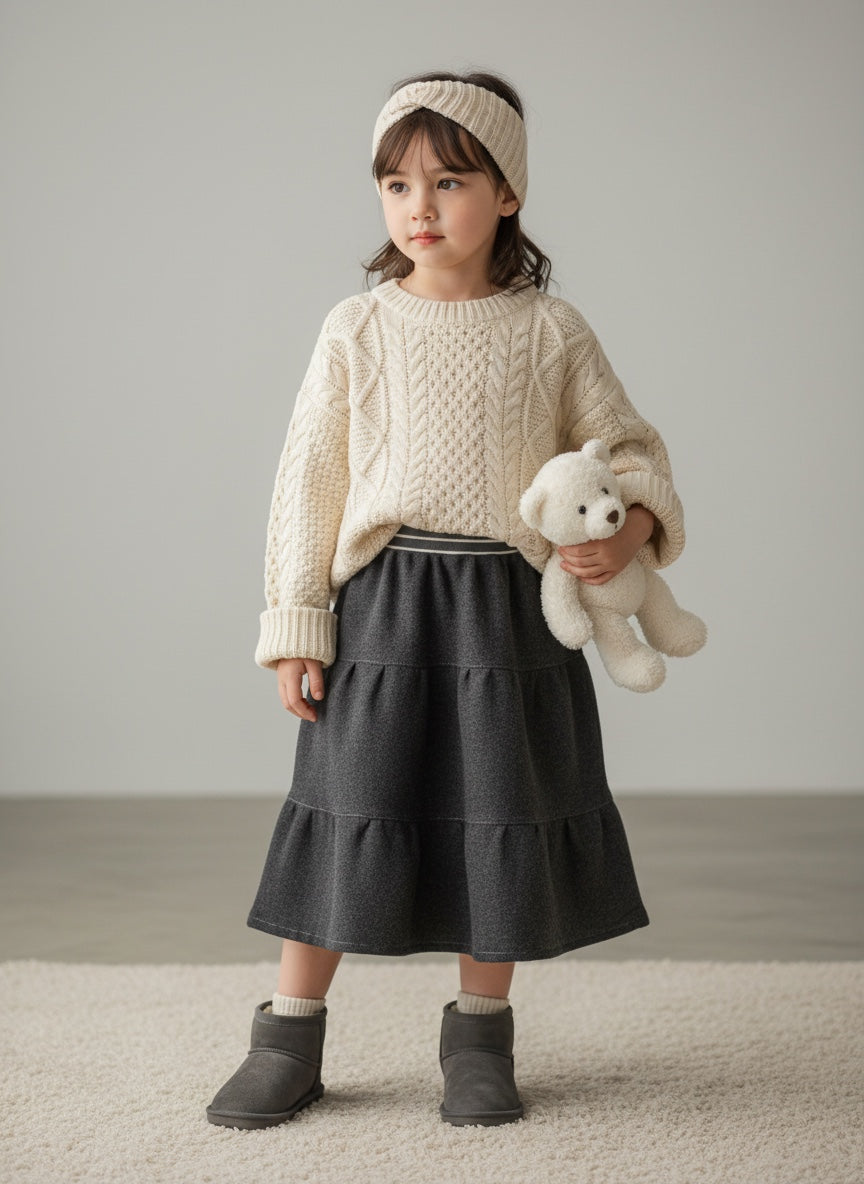 Midi Flannel Gray Skirt (2-3)