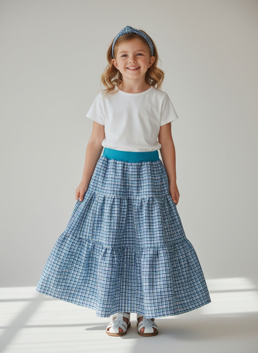 Maxi Cotton Checkered Skirt (4)