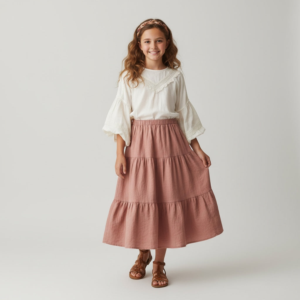 Maxi 100% Linen Pink Skirt (14-16)