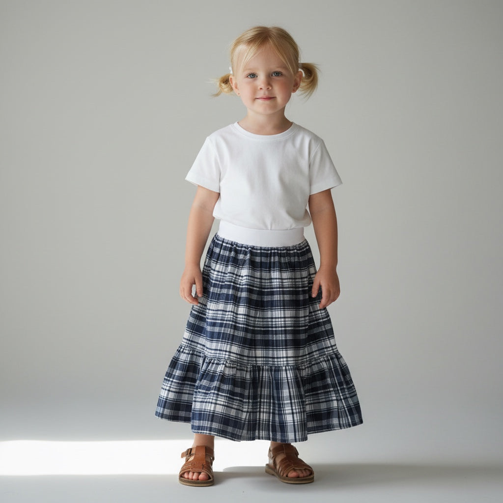 Maxi Cotton Plaid Skirt (2-3)