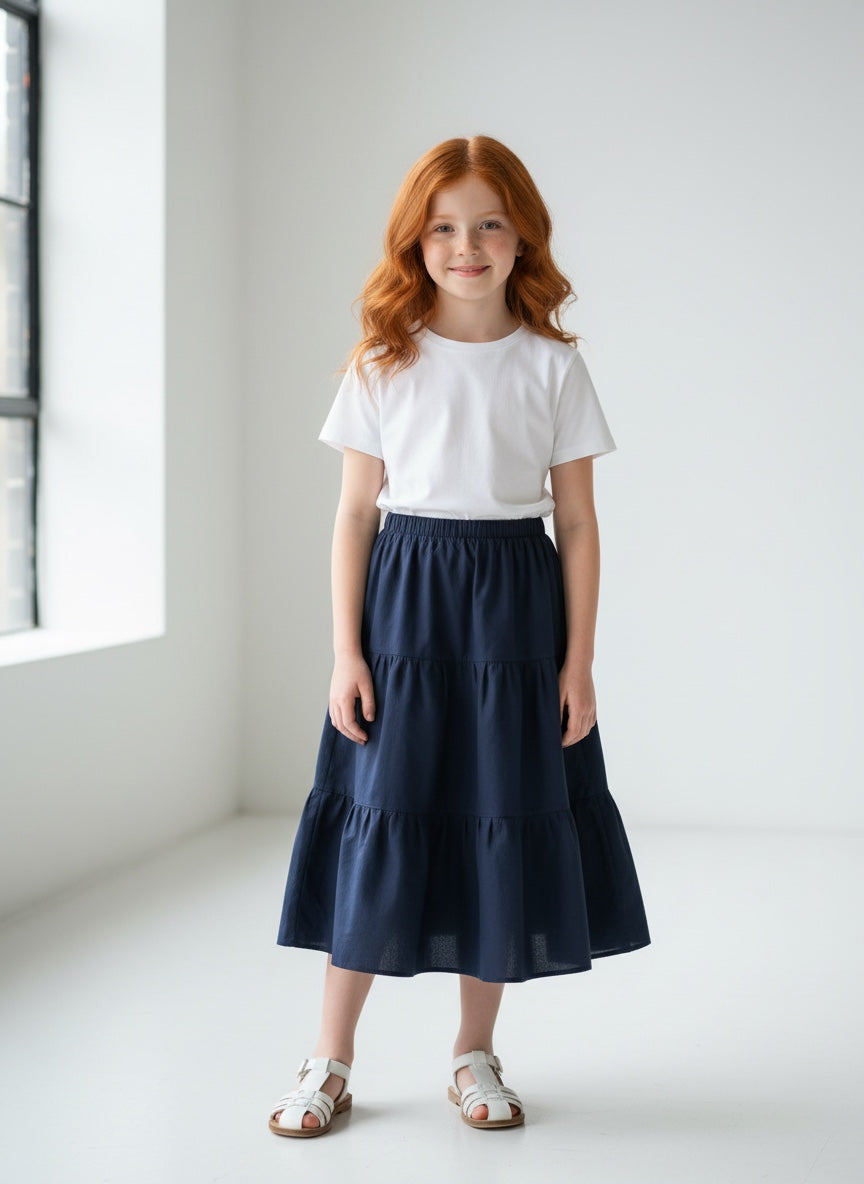 Midi Organic Cotton Blue Skirt (8)