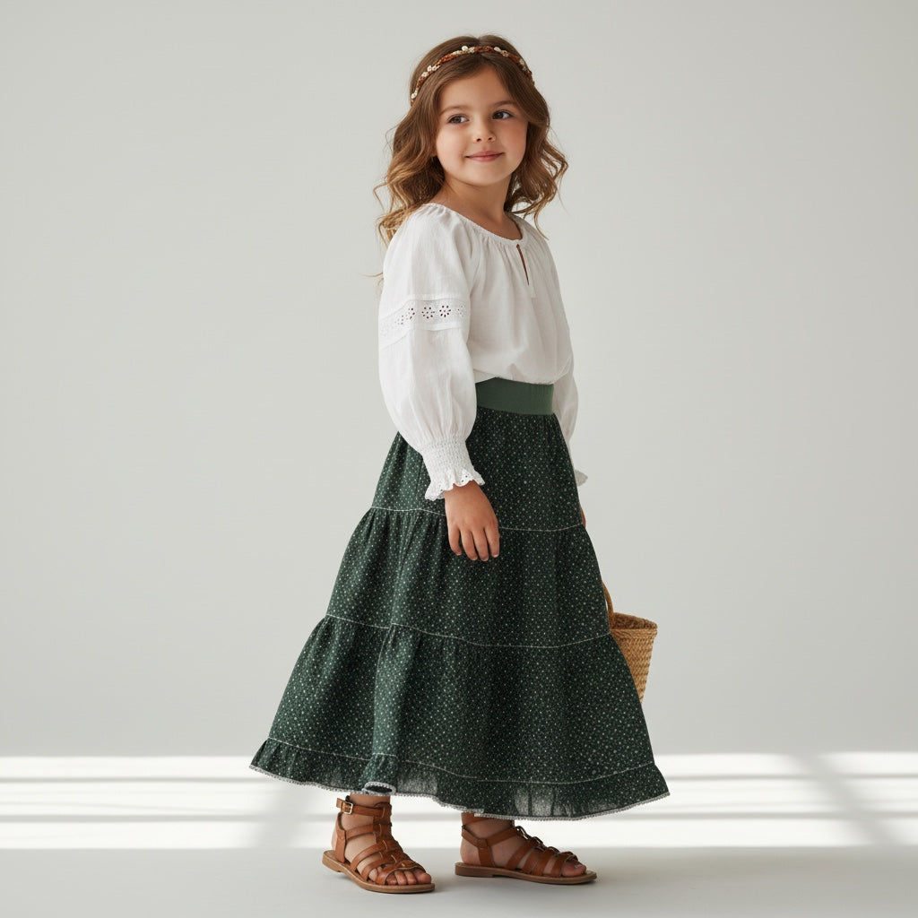 Maxi Cotton Geometric Skirt (3-4)