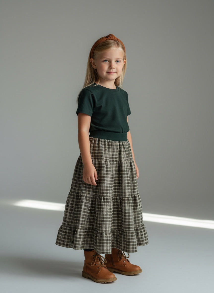 Maxi Cotton Plaid Skirt (6-7)