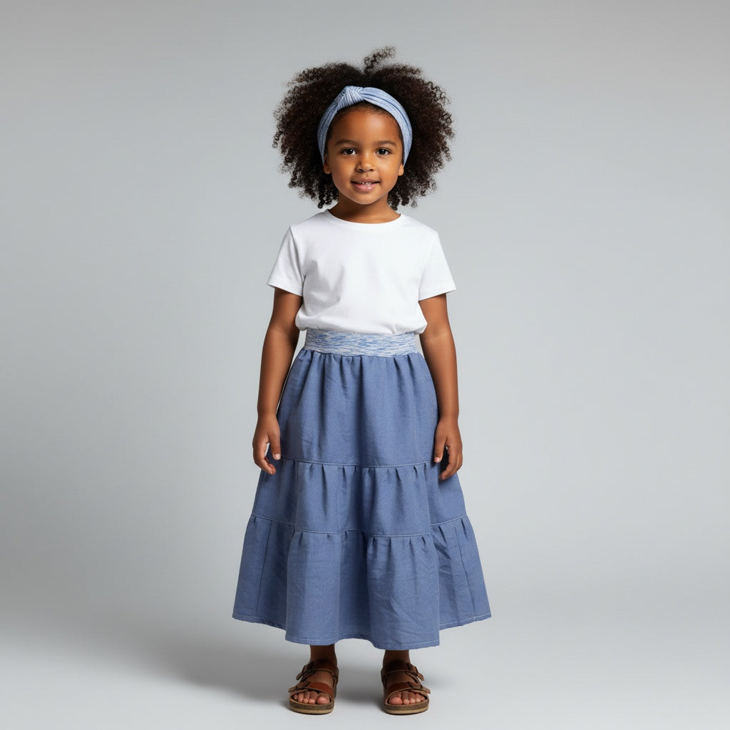 Maxi Cotton Chambray Skirt (3-4)