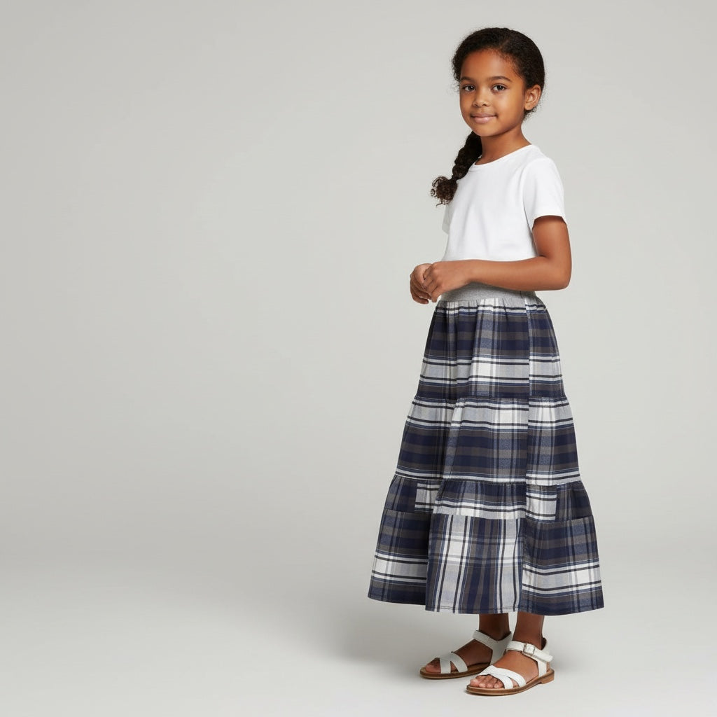 Maxi Cotton Plaid Skirt (6-7)