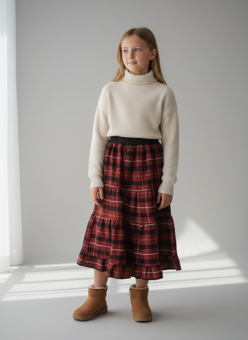 Maxi Flannel Plaid Skirt (10)