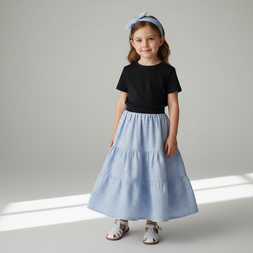 Maxi Cotton Polka Dot Skirt (2-3)