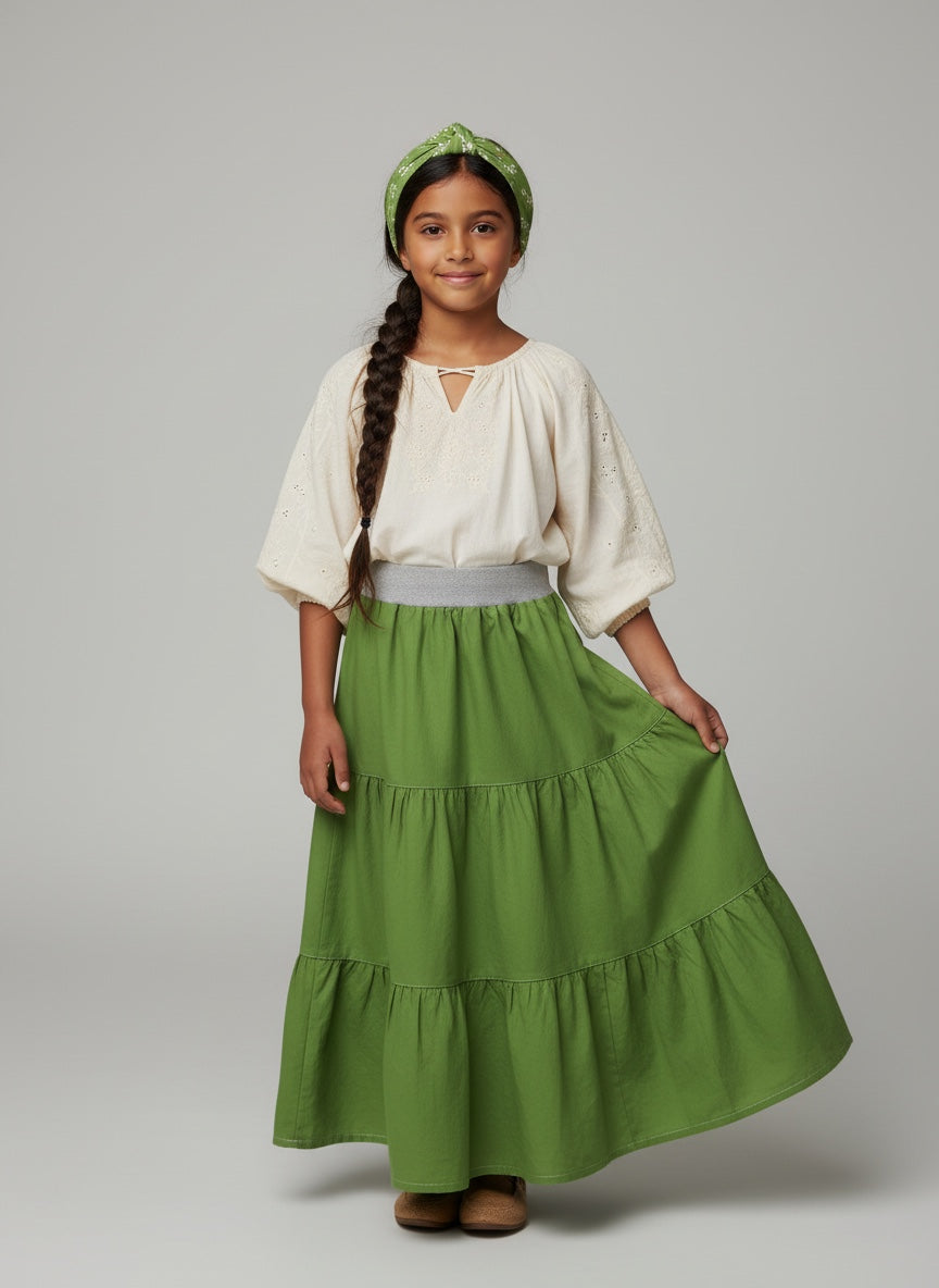 Maxi Cotton Green Skirt (8)
