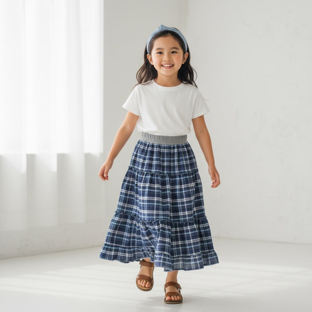 Maxi Cotton Plaid Skirt (6-7)