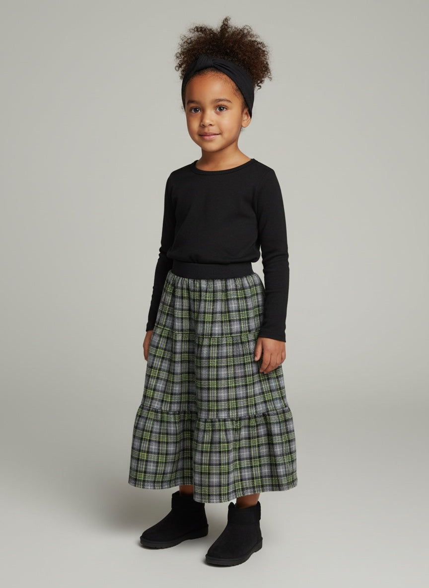 Maxi Flannel Plaid Skirt (5)