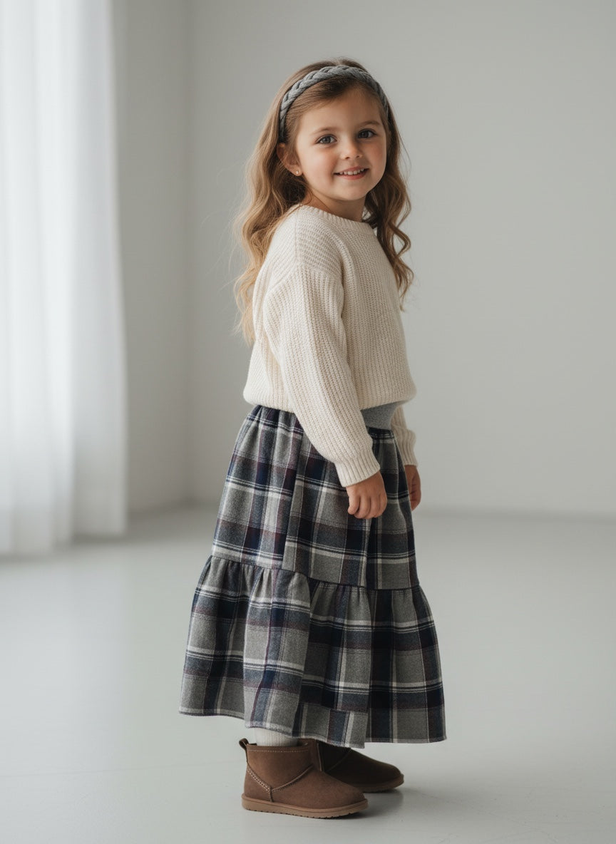Maxi Flannel Plaid Skirt (5)
