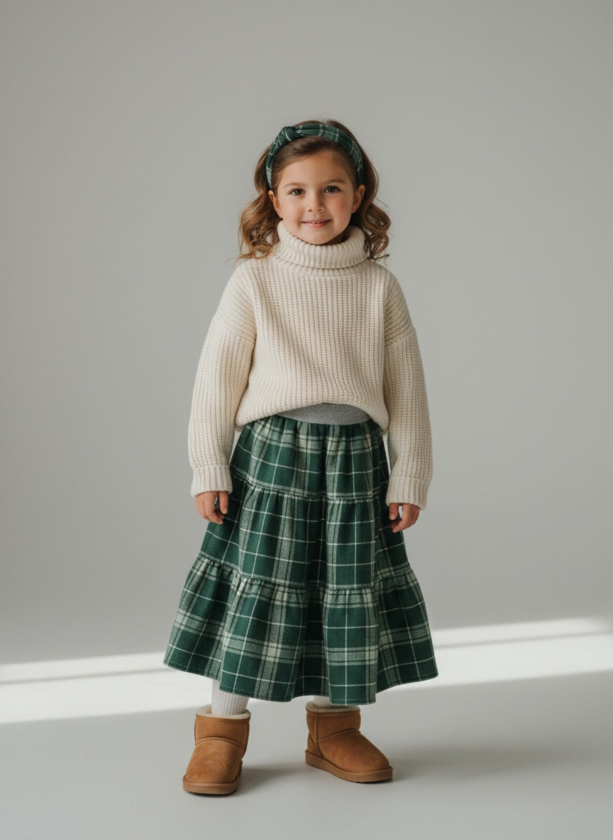 Maxi Flannel Plaid Skirt (5)