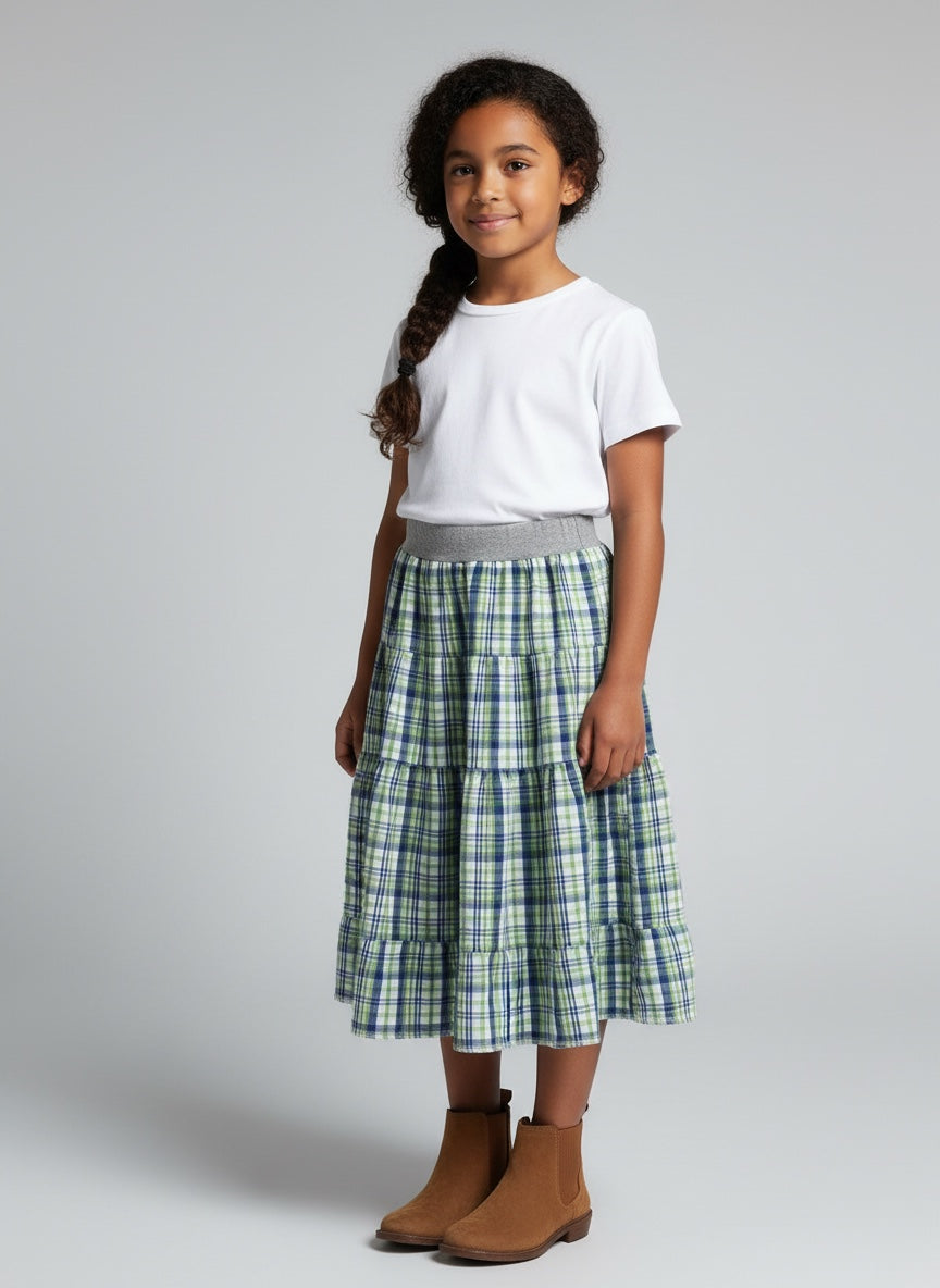 Midi Cotton Plaid Skirt (6-7)
