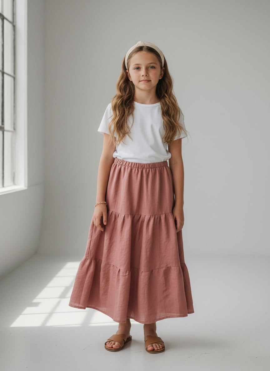 Maxi 100% Linen Pink Skirt (14-16)