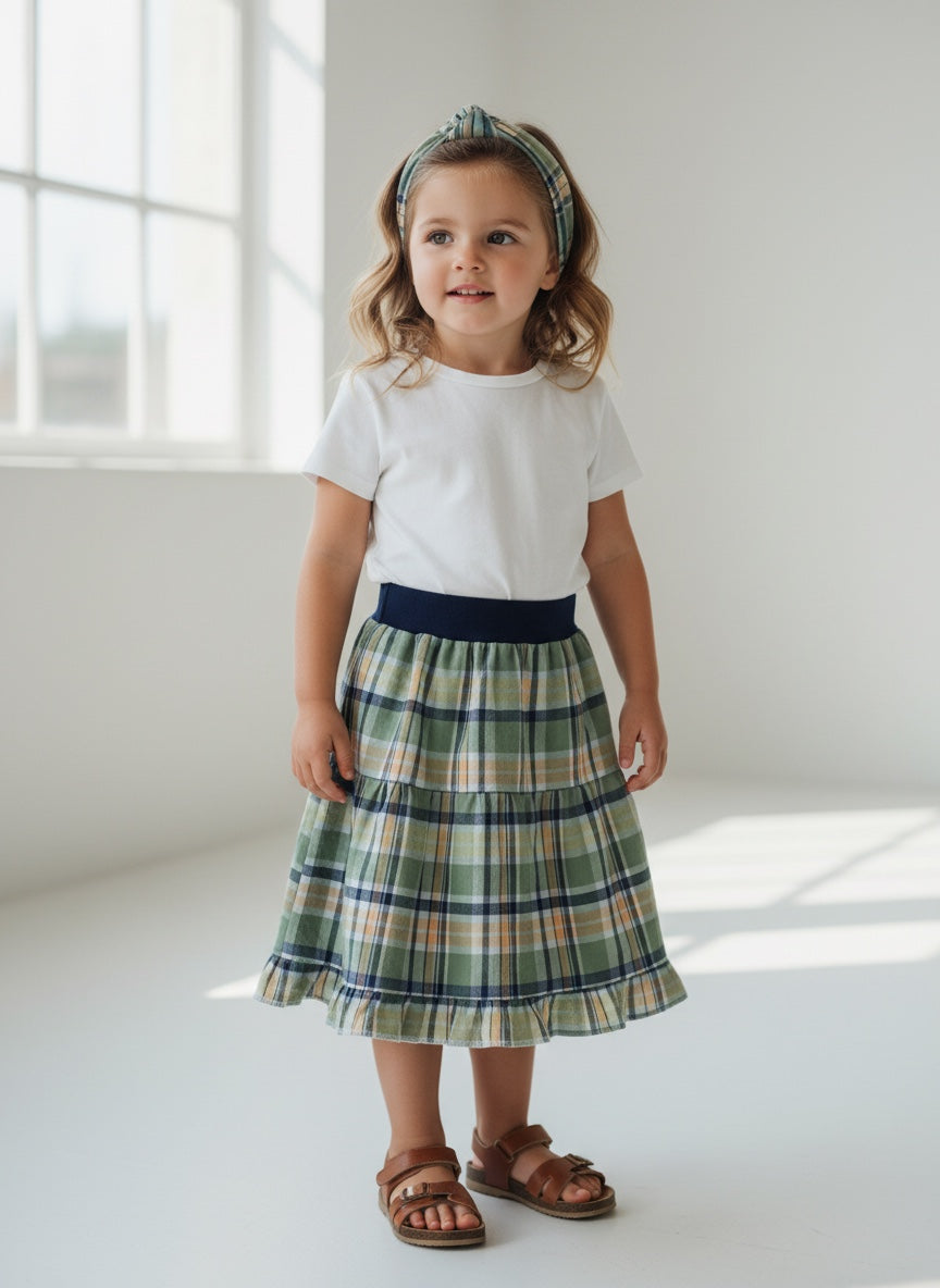 Midi Cotton Plaid Skirt (3-4)