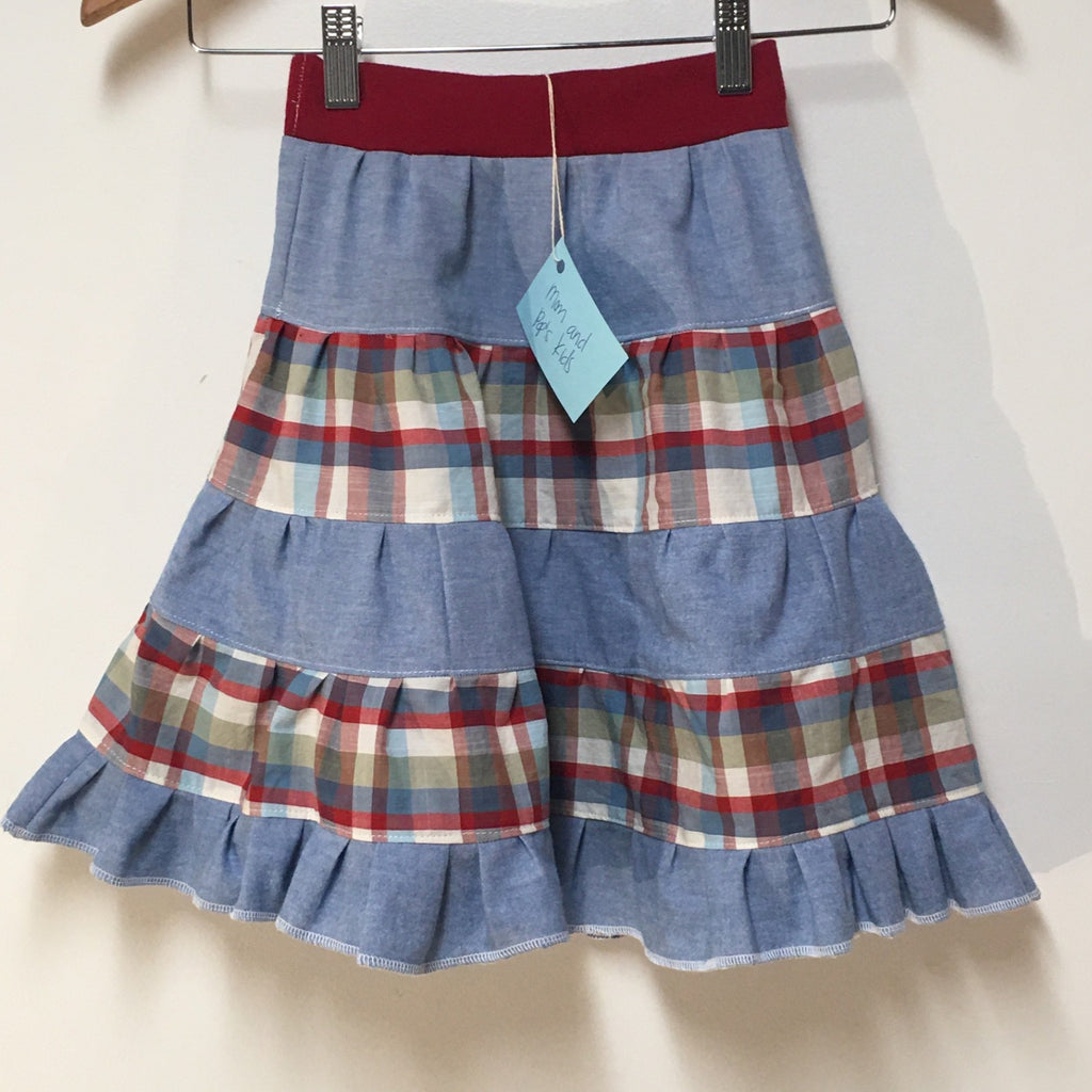 Midi Chambray Patchwork Skirt (2-3)
