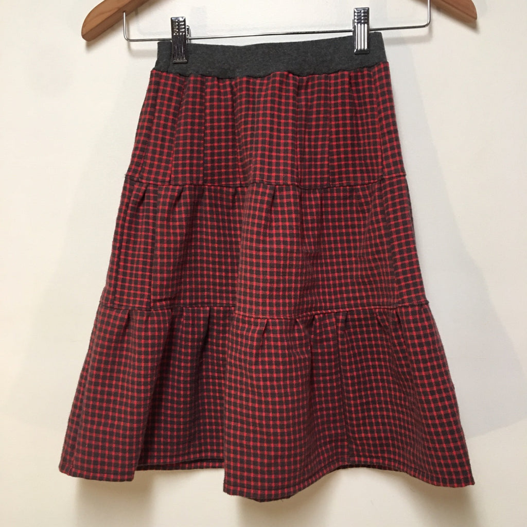 Midi Flannel Checkered Skirt (5)