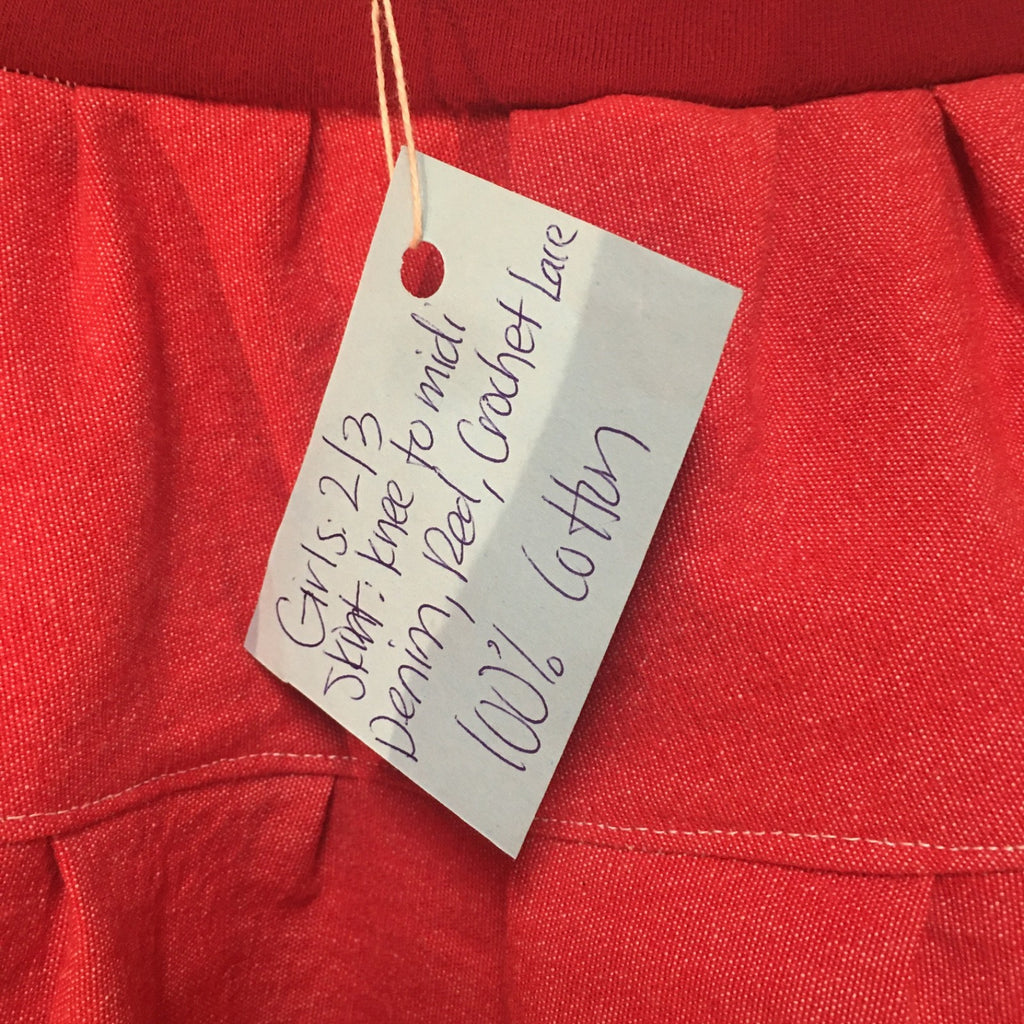 Midi Denim Red Skirt (2-3)