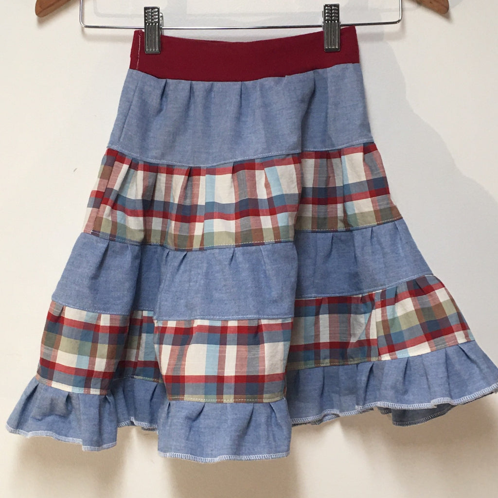 Midi Chambray Patchwork Skirt (2-3)