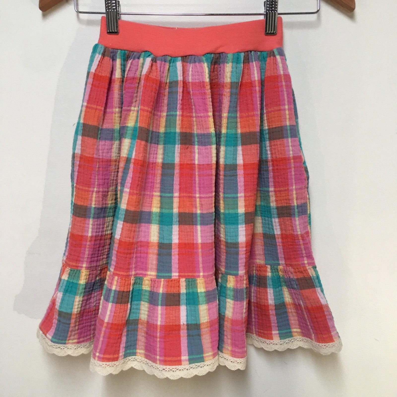 Midi Gauze Plaid Skirt (4)
