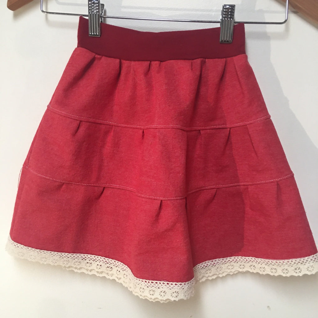 Midi Denim Red Skirt (2-3)