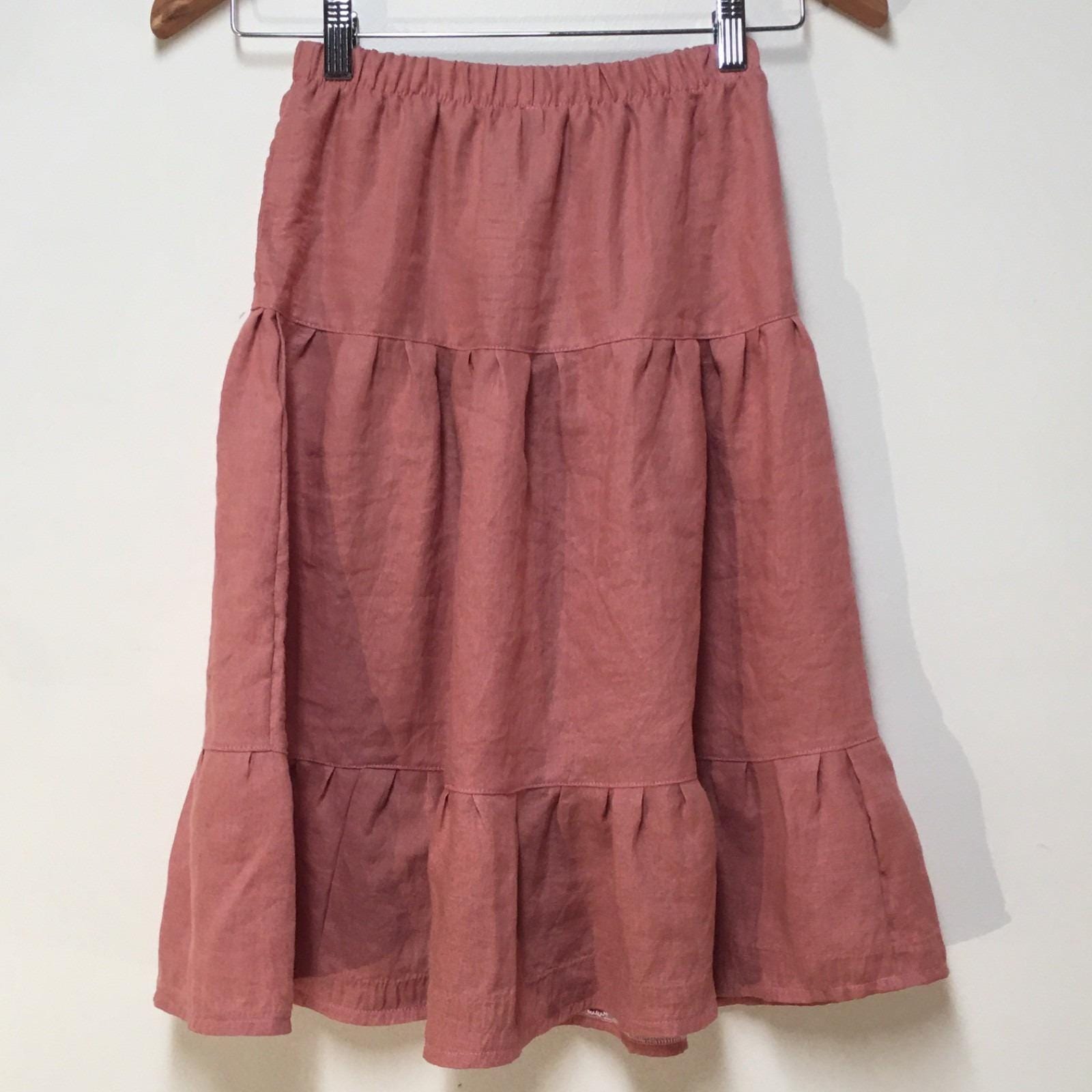 Maxi 100% Linen Pink Skirt (6)