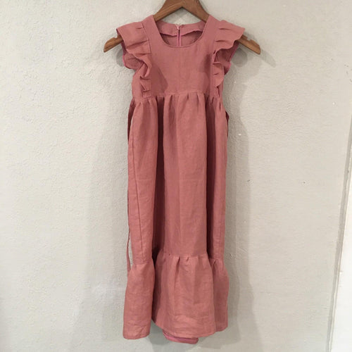 100% Linen Maxi Dress Pink (4T)