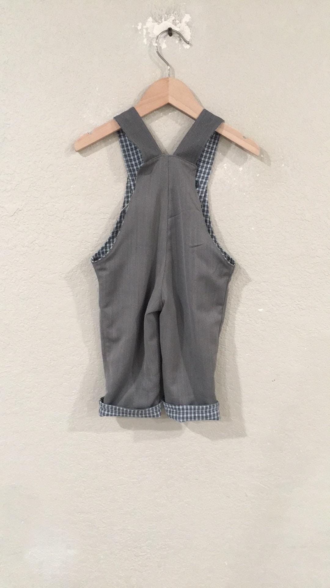 100% Wool Flannel Reversible Overalls (6M)
