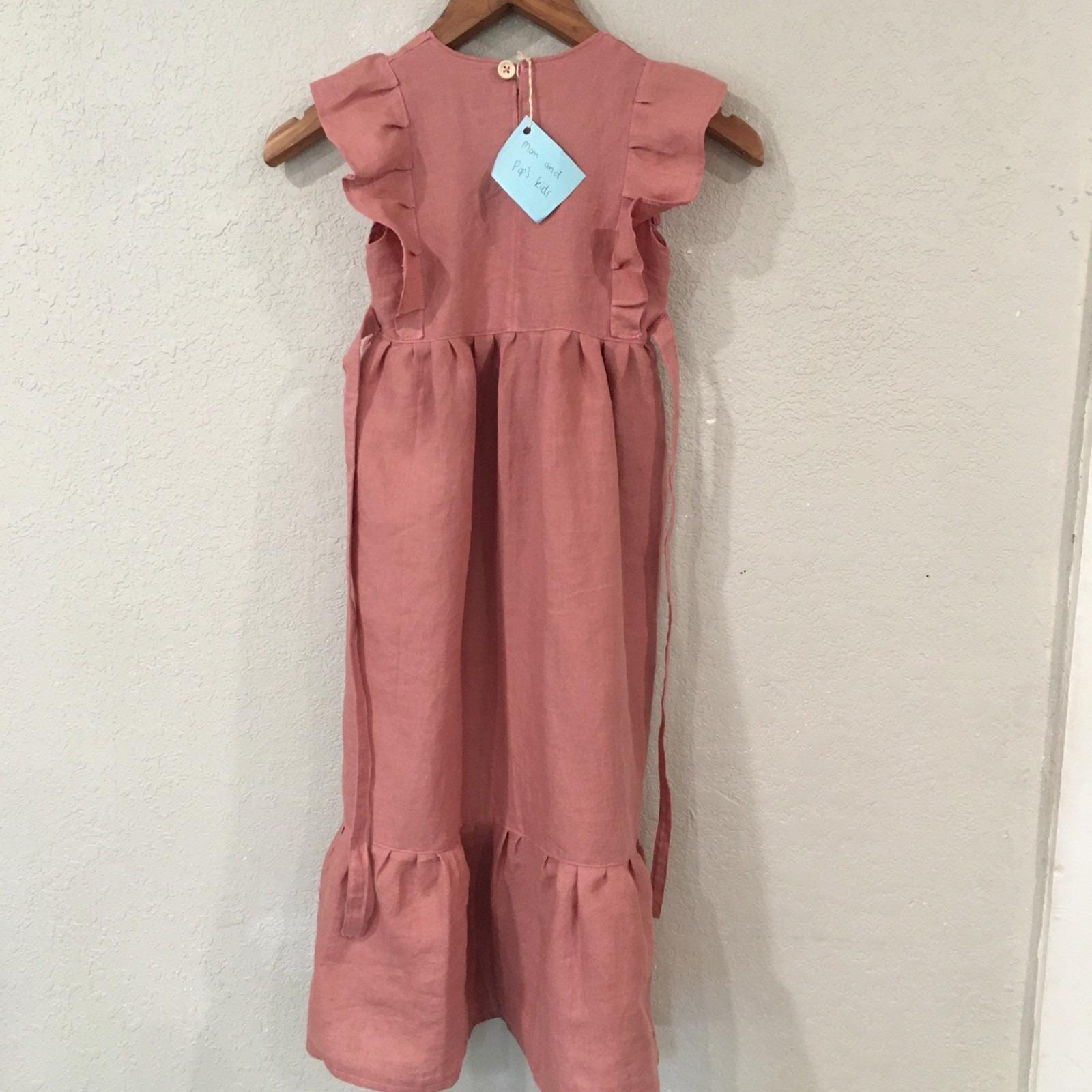 100% Linen Maxi Dress Pink (4T)
