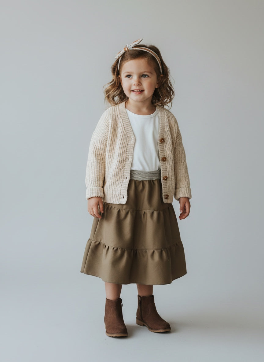 Midi Wool Beige Skirt (3)