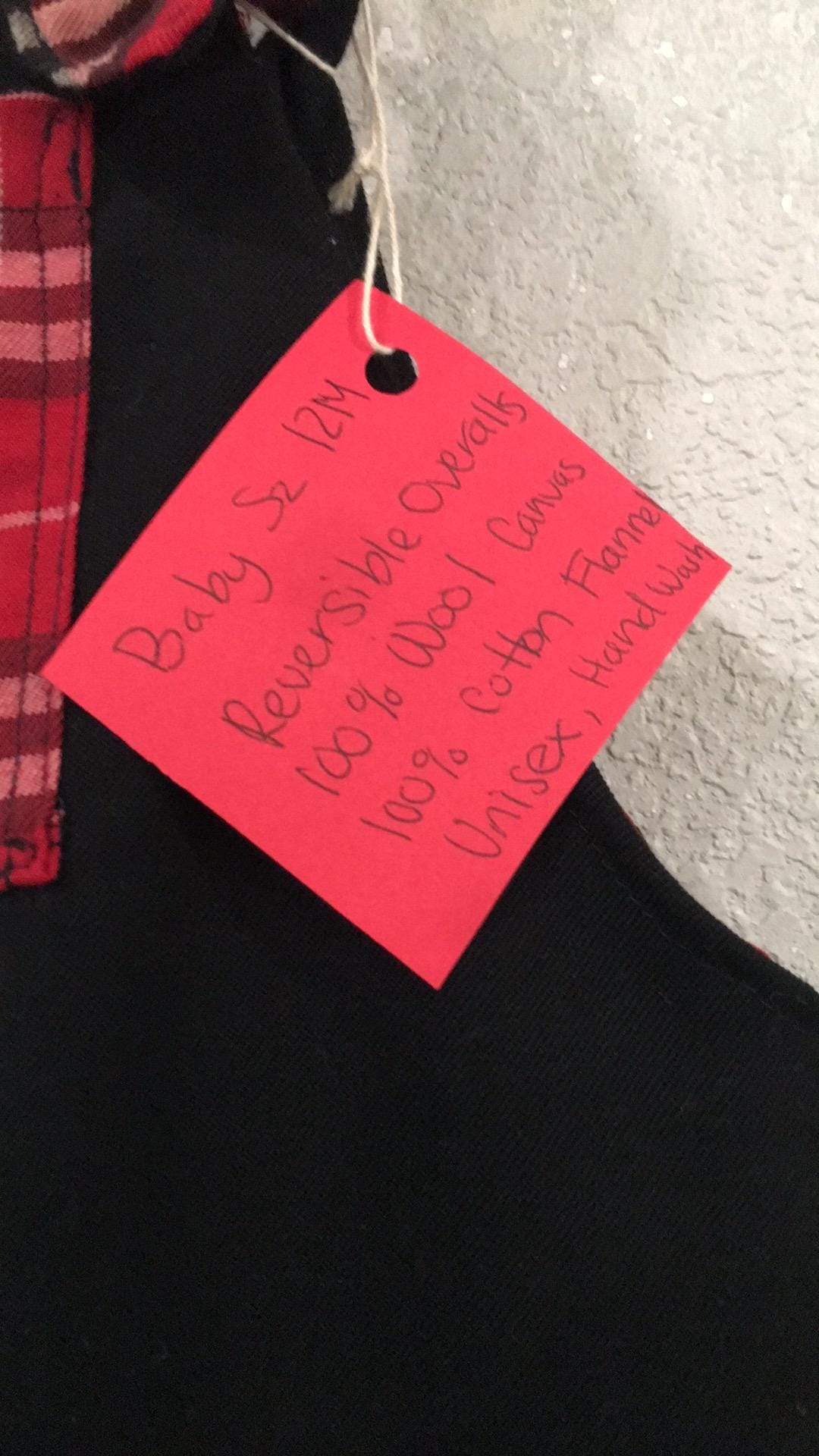 100% Wool Flannel Reversible Overalls (12M)