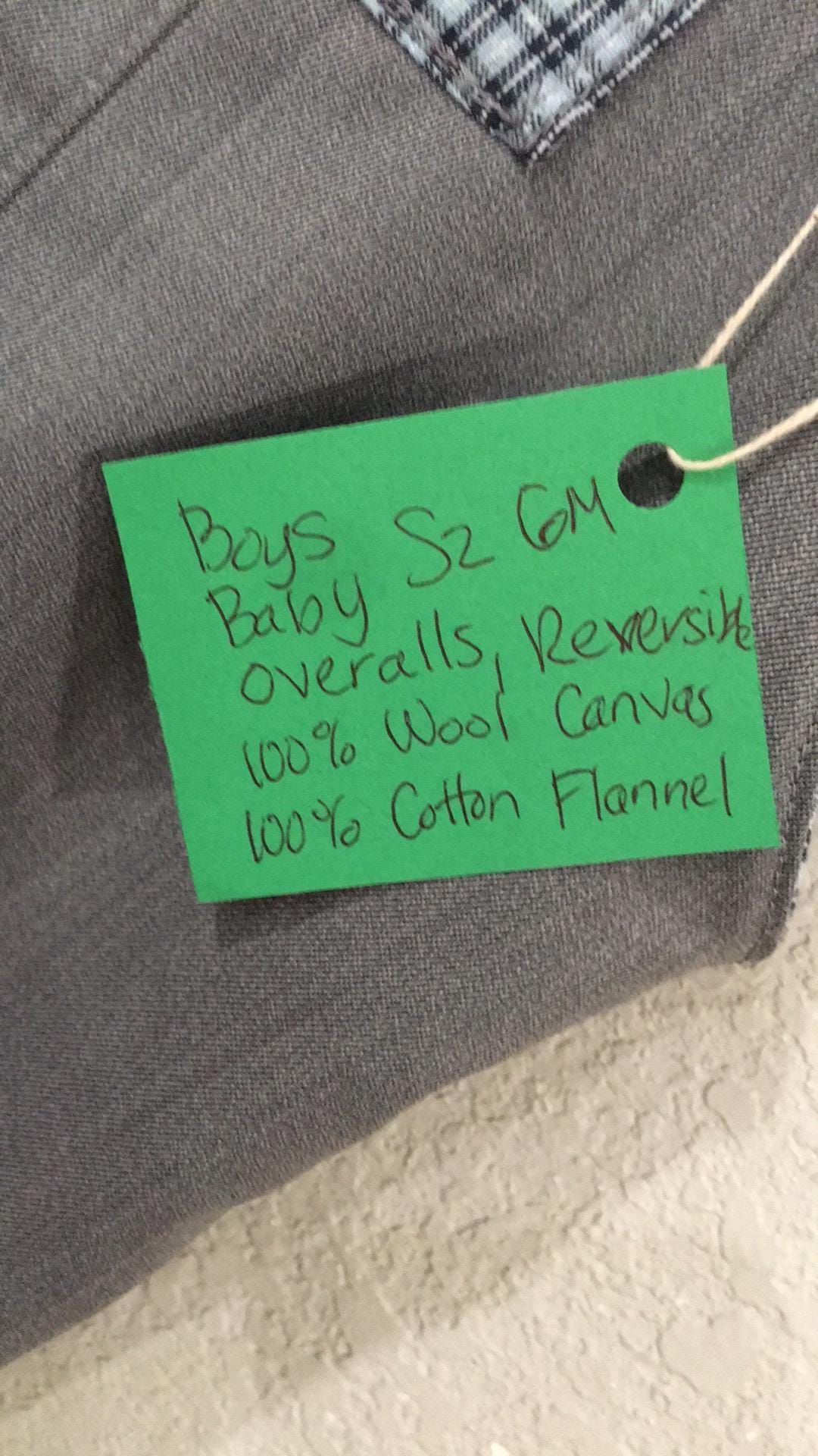 100% Wool Flannel Reversible Overalls (6M)