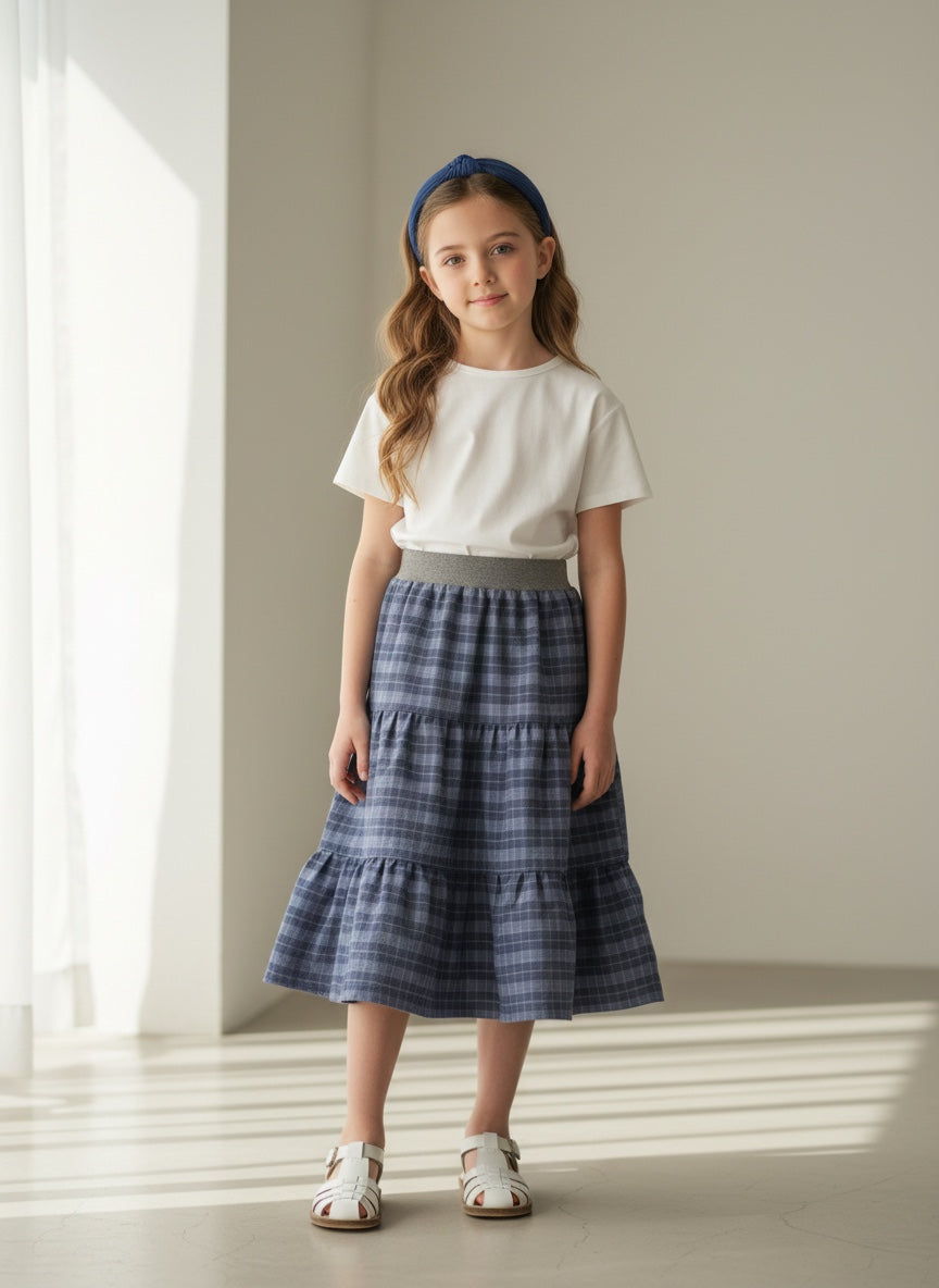 Midi Cotton Plaid Skirt (6)