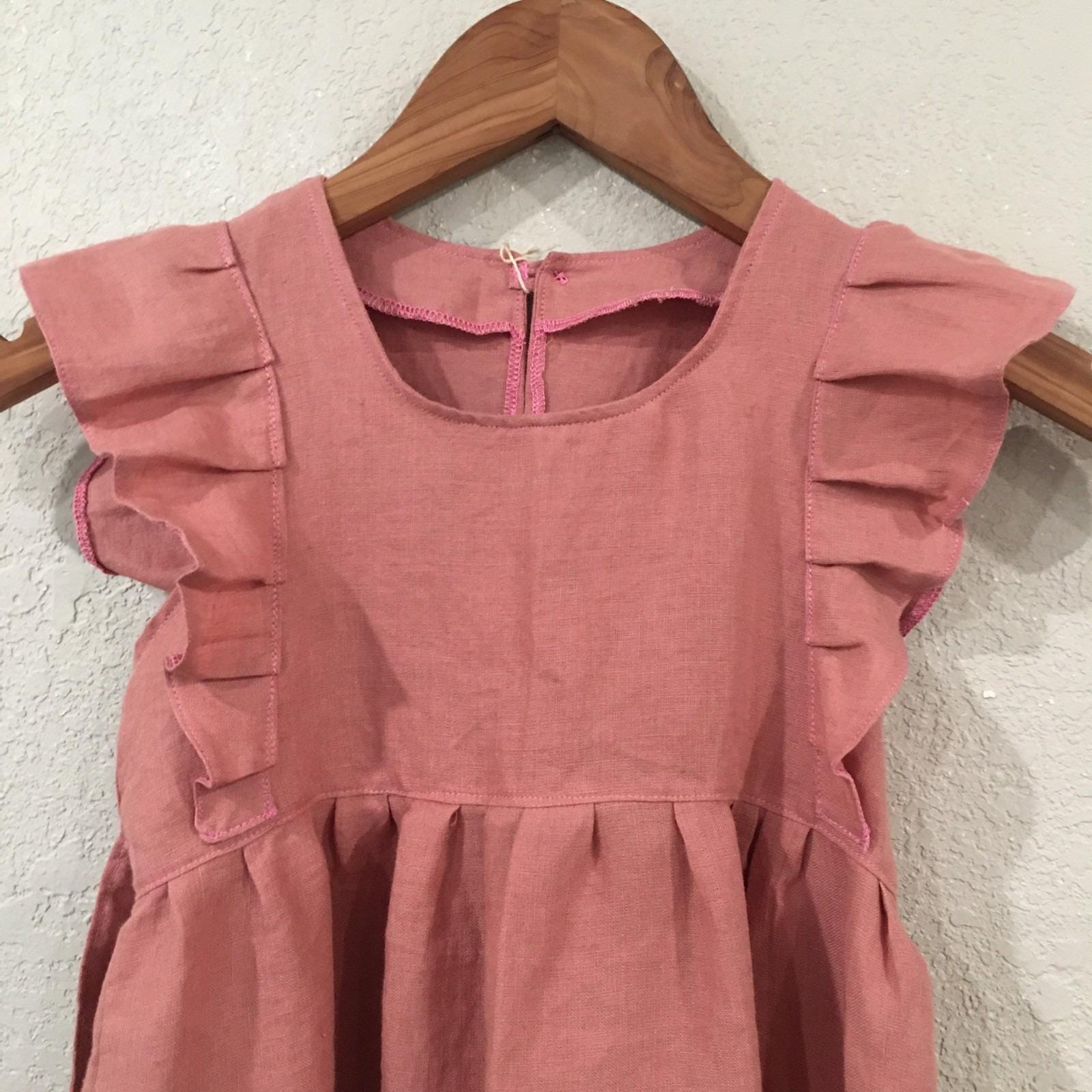 100% Linen Maxi Dress Pink (4T)