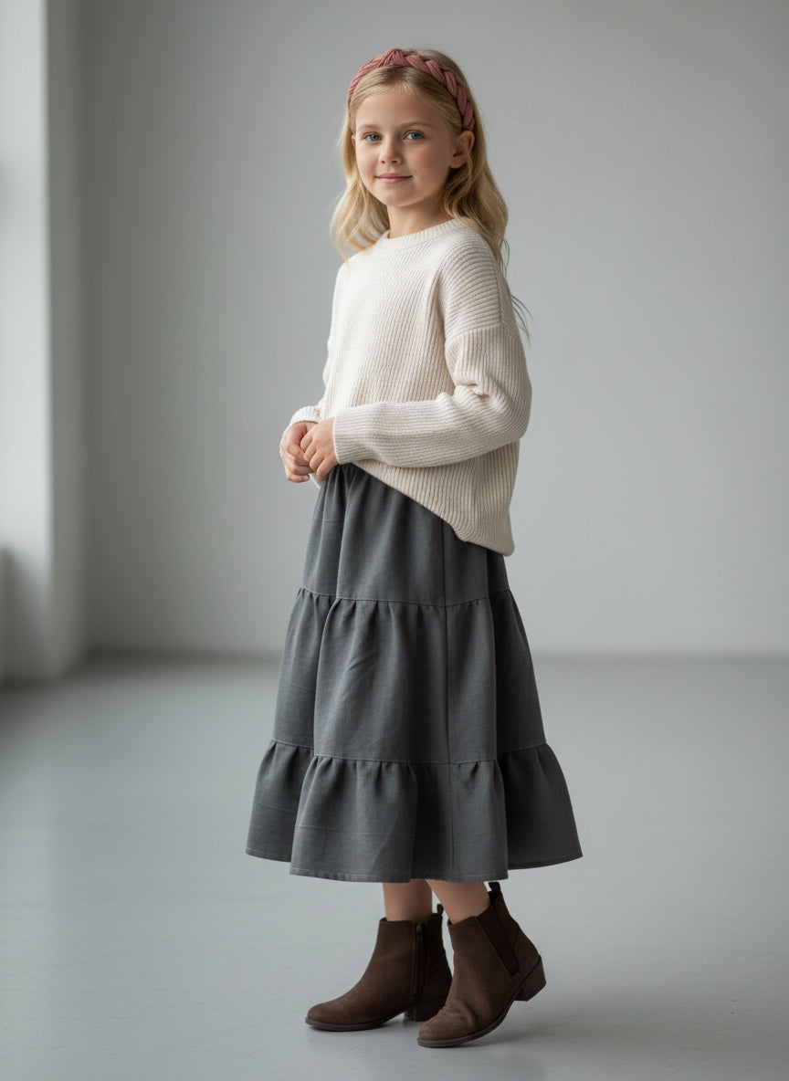 Midi Wool Gray Skirt (10-12)