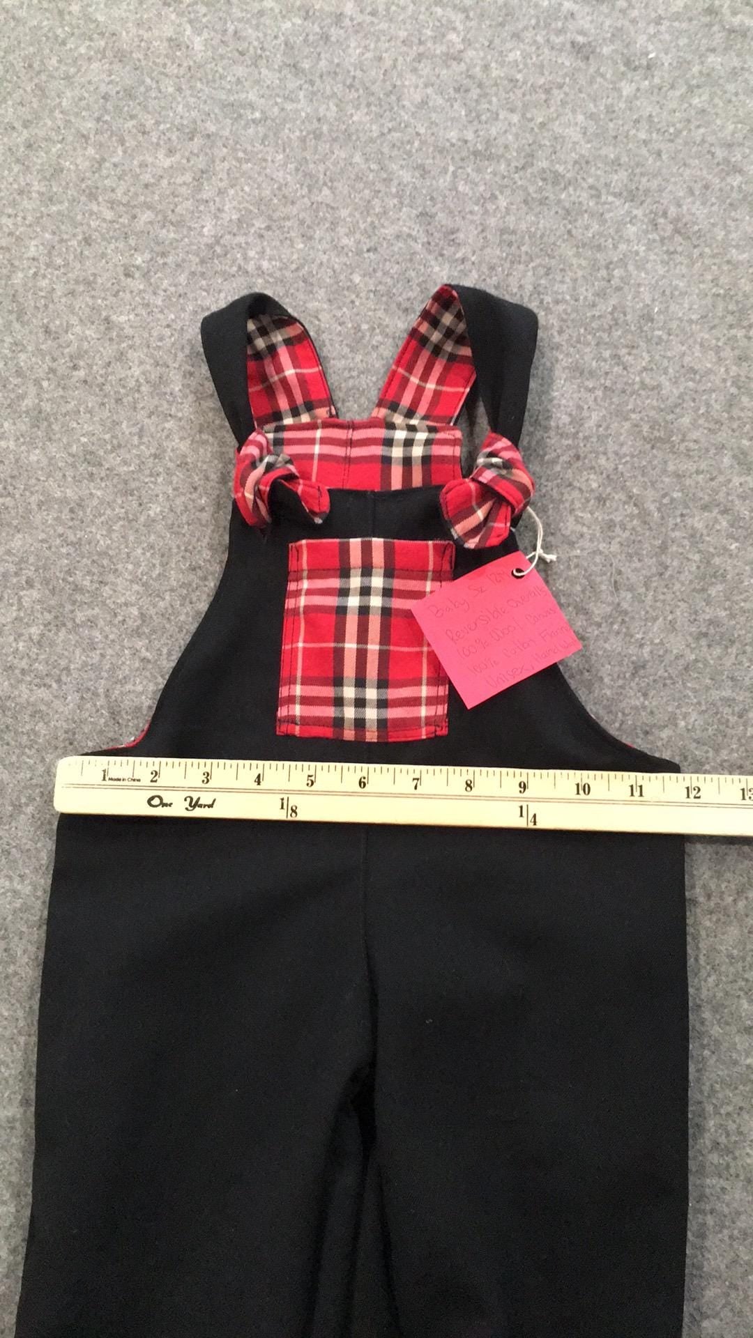 100% Wool Flannel Reversible Overalls (12M)