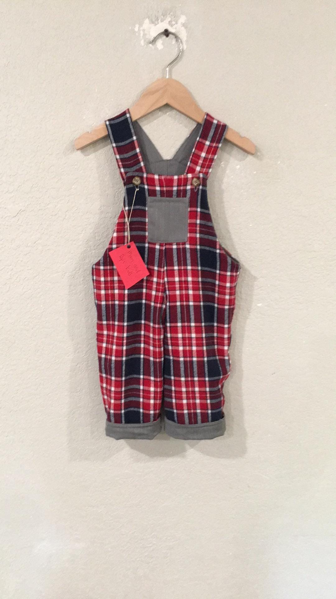 100% Wool Flannel Reversible Overalls (9M)