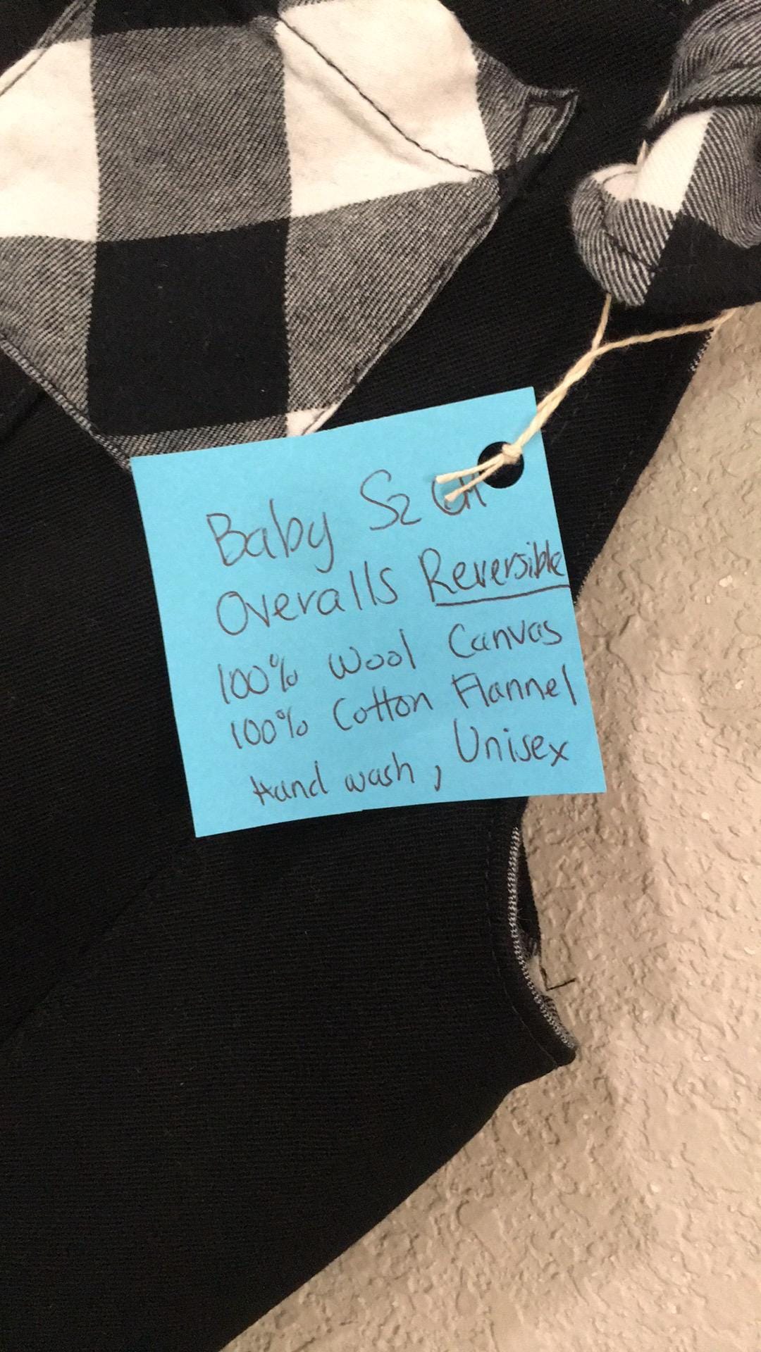 100% Wool Flannel Reversible Overalls (6M)