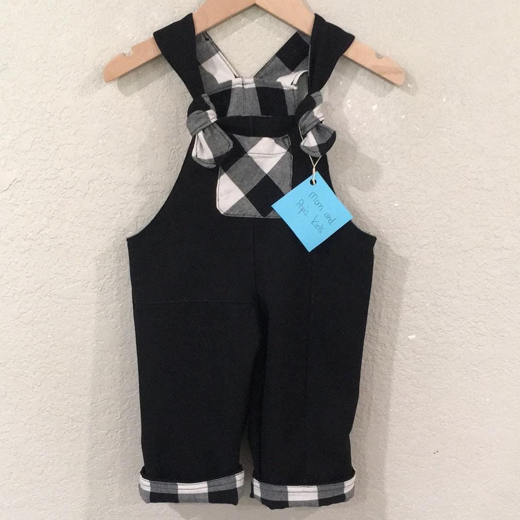 100% Wool Flannel Reversible Overalls (6M)