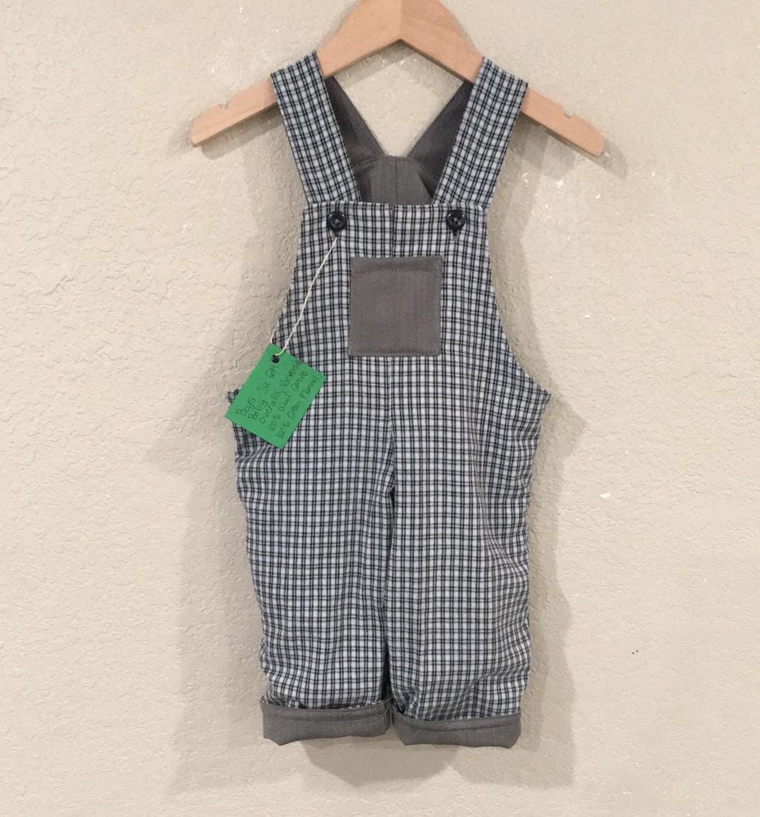 100% Wool Flannel Reversible Overalls (6M)