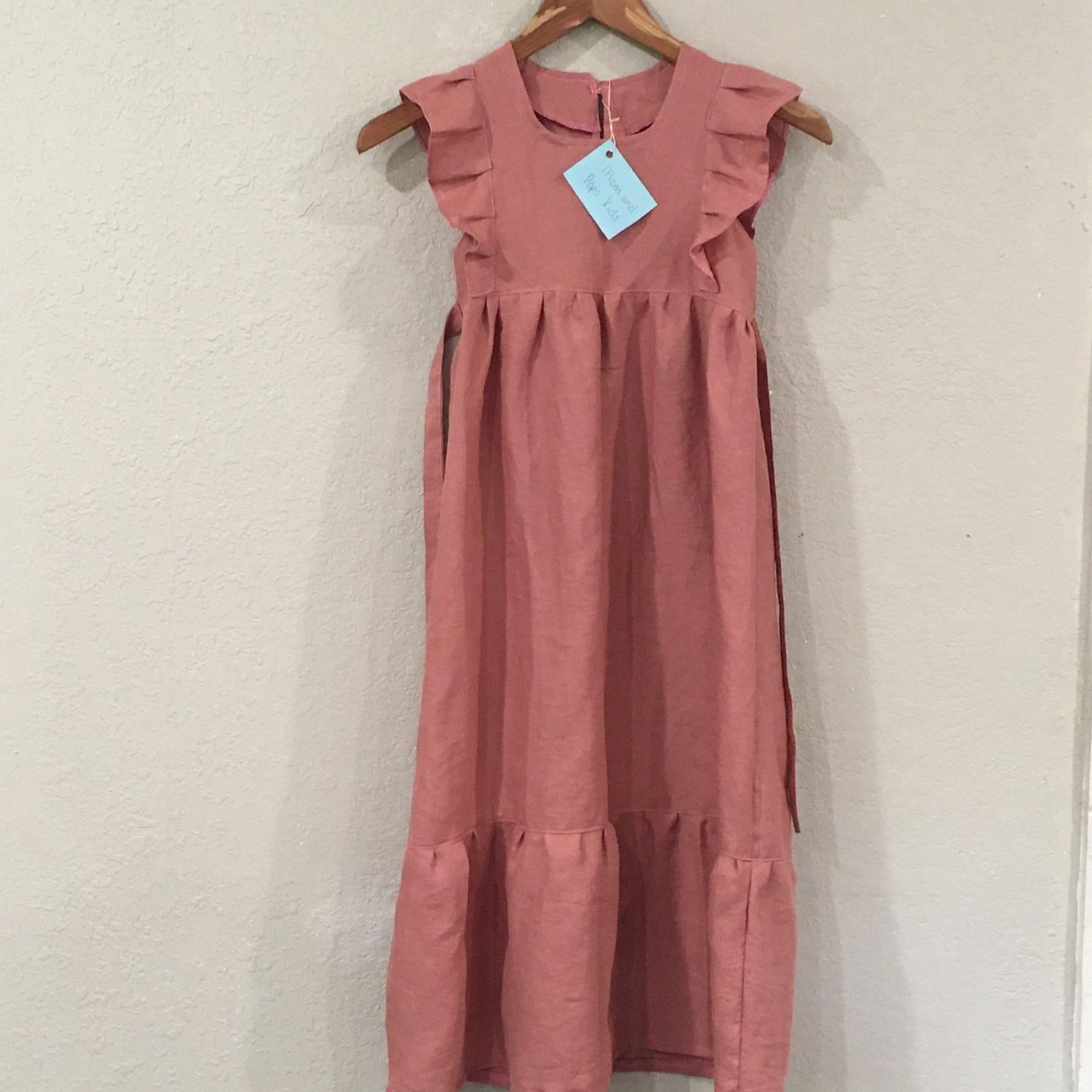 100% Linen Maxi Dress Pink (6)