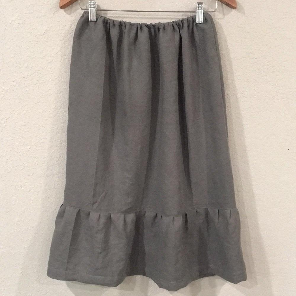Maxi 100% Linen Gray Skirt (8-16)