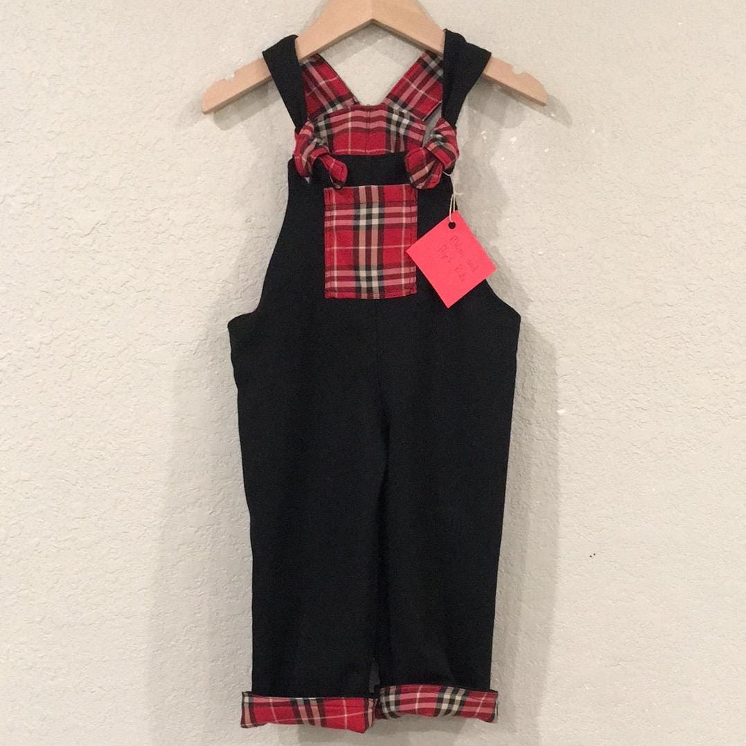 100% Wool Flannel Reversible Overalls (12M)