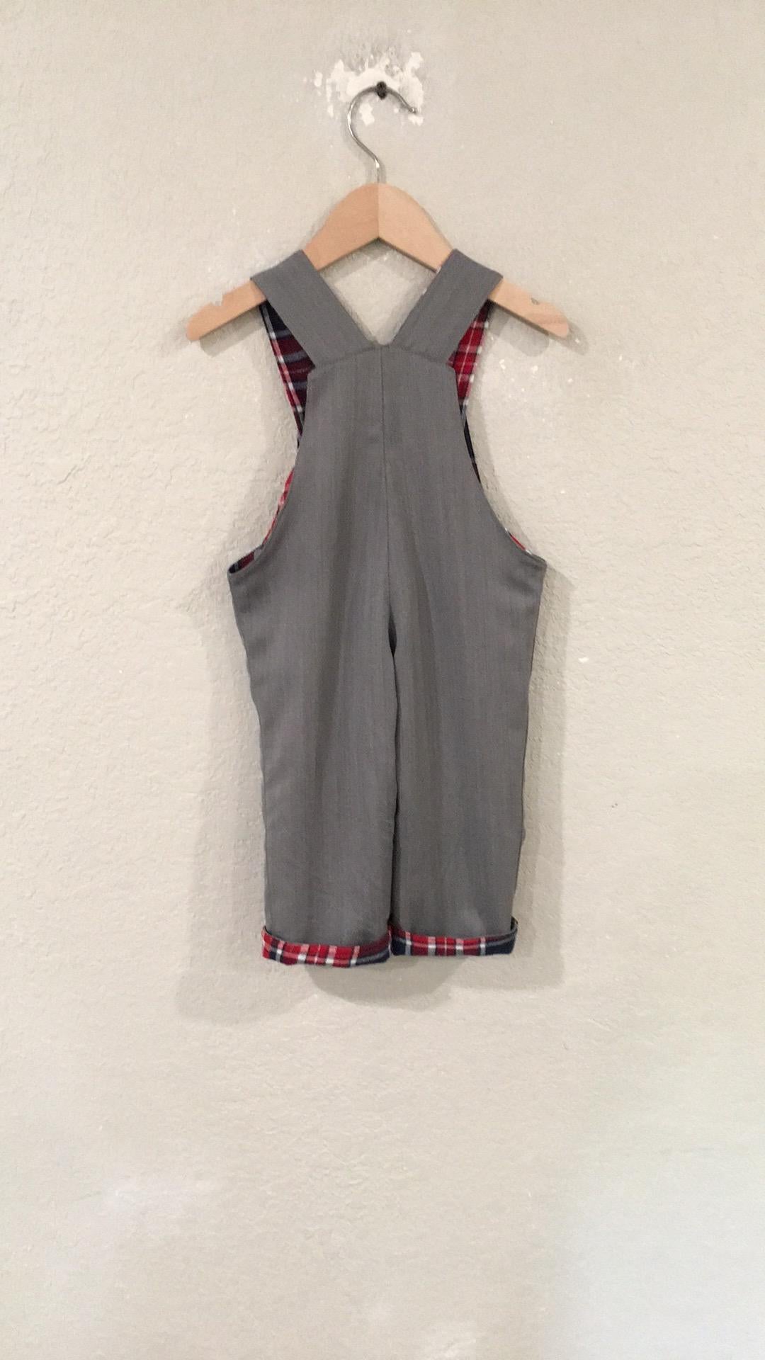 100% Wool Flannel Reversible Overalls (9M)