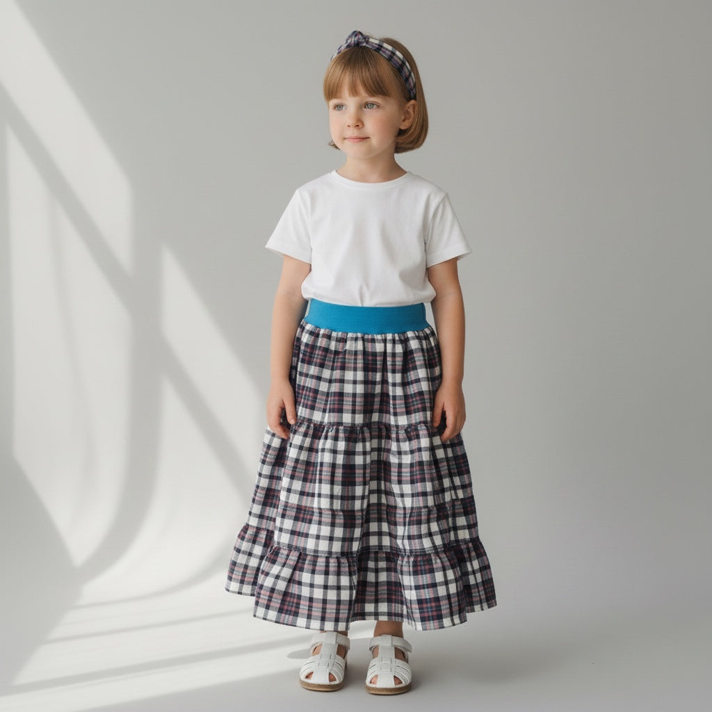 Maxi Cotton Plaid Skirt (2-3)